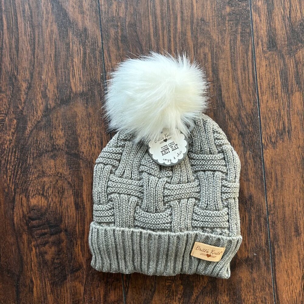 Britt's Knits, Grey Plush Hat